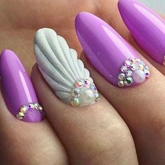 Purple Seashell Nail Art Ideas