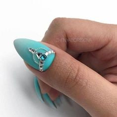 Turquoise Diamonds Nail Design