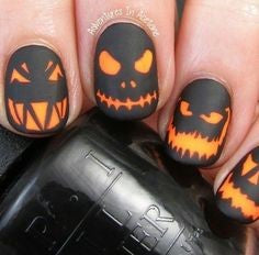Cool Pumpkin Head Halloween Nail Design