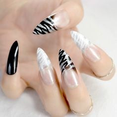 Stiletto Zebra Print Nail Design