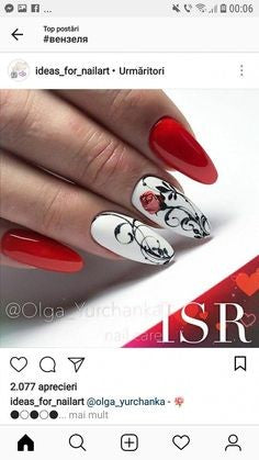 Artistic Red Rose Nail Design