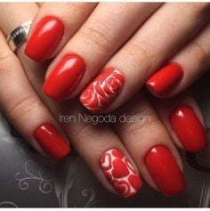 Valentine Red Rose Nail Art Design