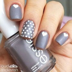 Gray Nail Design for Valentine's Day