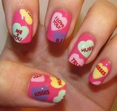 Sweet Words Nail Design for Valentine's Day