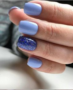 Blue Gel Short Nails