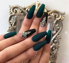 Green 3D Jewelry Nail Design