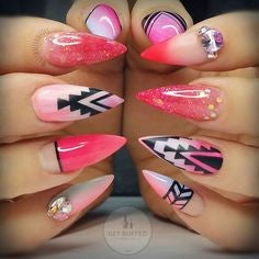 Pink Stiletto Aztec Nail Idea