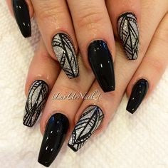 Black Coffin Aztec Nail Idea