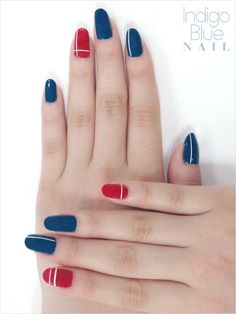 Blue and red nails