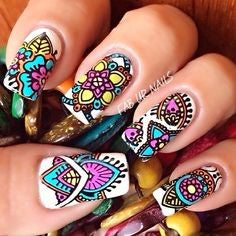 Colorful Aztec Nail Idea
