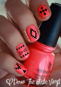 Red Aztec Nail Idea