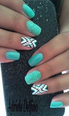 Light Green Aztec Nail Idea