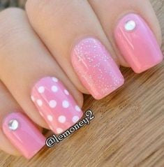 Pink and White Polka Dot Nail Art Design