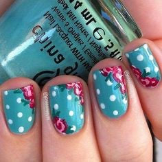 Flower Polka Dot Nail Art Design