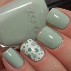 Light Green Polka Dot Nail Art Design