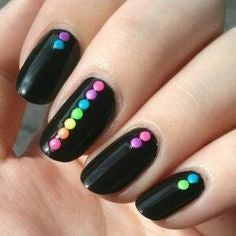 Rainbow Polka Dot Nail Art Design