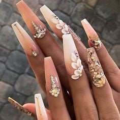 3D Stickers Nude Nail Design