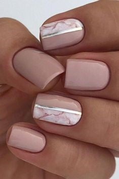 Marble and Nude Nail Design