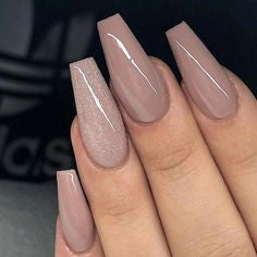 Coffin Nude Nail Design