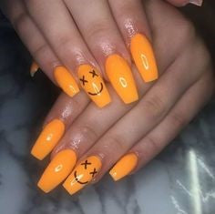 Smile Orange Nail Idea