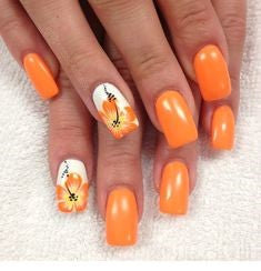 Orange Flower Nail Idea