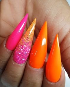 Orange Stiletto Nail Idea