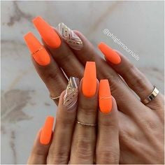 Stripe Orange Nail Idea
