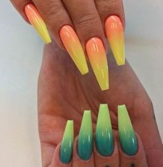 Green Orange Nail Idea