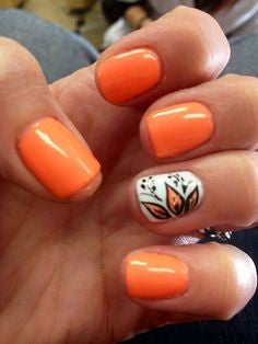 Water Decals Orange Nail Idea