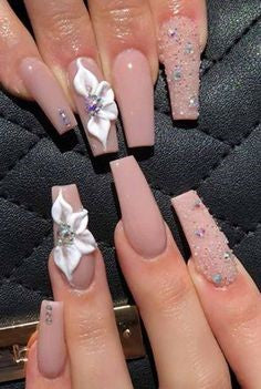 3D sticker Long Nail Design