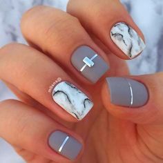 Marble Square Nail Design