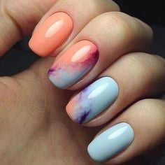  Orange Marble Spring Nail Design