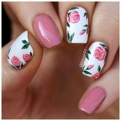 Rose Spring Nail Design