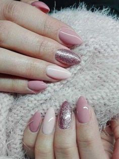 Nude Oval Spring Nail Design