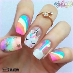 Cute Starlight Unicorn Nail Design