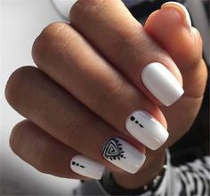 White Aztec Stylish Nail Art Idea