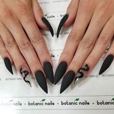 Black snake-tip nails