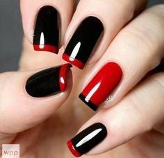 Red and black French nail designs