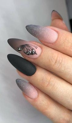 Black butterfly nail design