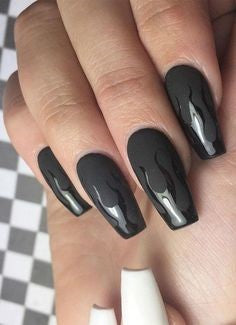 Black flame nail design