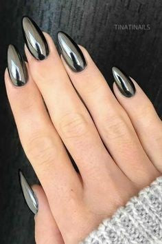 Metallic Black Nail Design