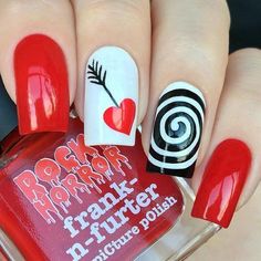 Love Arrow Hits Bulls Eye Valentine Nail Design