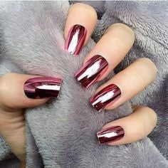 Newest Nail Designs-57 Red Mirror Metallic nails