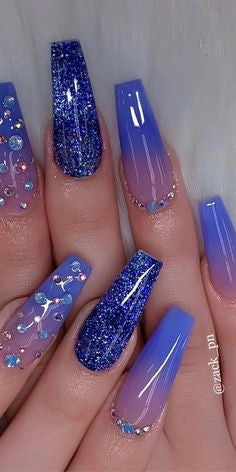 Rhinestone Ombre New Year Nail Design