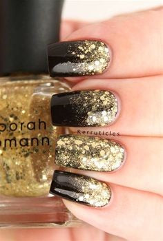 Black meets Chrome New Year Nail Design