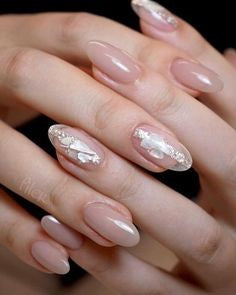 Nude Nail Sequins Design