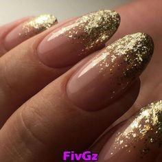 French Gold Sequins Nail Design