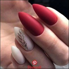 Red and Gold leaves Nail Design