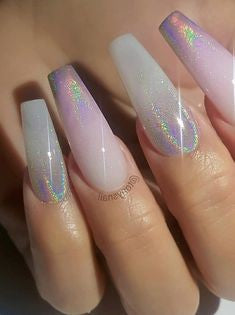 Holographic Coffin Nail Design