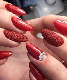 Red crystal nail design